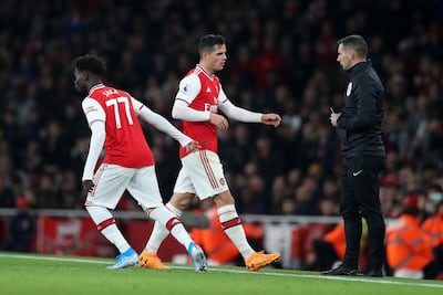Granit Xhaka is substituted during Arsenal's match against Crystal Palace. Getty Images