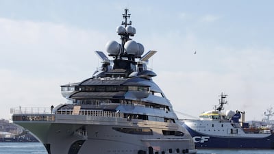 The superyacht Nord, reportedly owned by the sanctioned Russian oligarch Alexei Mordashov, is docked in the far eastern port of Vladivostok, Russia. Reuters