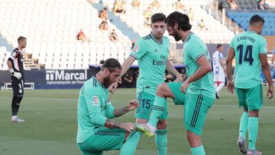 Sergio Ramos celebrates Real's first goal with teammate Isco. Getty