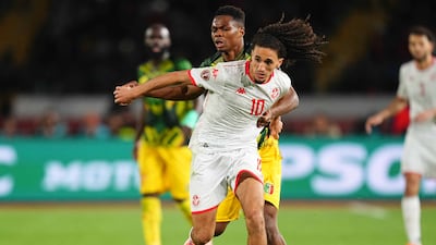 Midfielder Hannibal Mejbri is usually deployed in a more advanced No 10 role for Tunisia. Getty Images