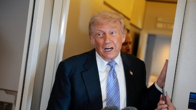 US President Donald Trump onboard Air Force One. Reuters