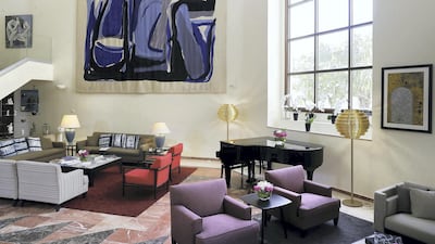 Works from regional artists, such as the UAE-based Khalifa Al Shimi and Syrian Shaher Alzgair, are being displayed on the residence’s walls alongside classics such as The Night by Bram van Velde. Pawan Singh / The National