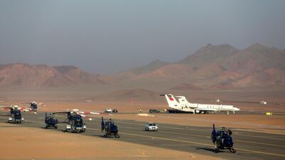 Aircraft of GCC delegations are parked at Al Ula airport, Saudi Arabia. AP