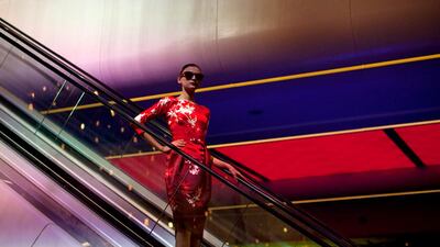 A model walks the runway during a fashion show at the launch party of Capital Partners' Esentai Mall in Almaty.
