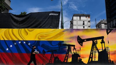 A mural on a street in Caracas. Venezuela has an estimated 303 billion barrels of crude oil reserves. AFP