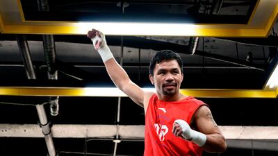 Manny Pacquiao is training hard for his fight against Keith Thurman on August 20. AFP