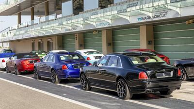 The cars await their drivers. Courtesy Abu Dhabi Motors