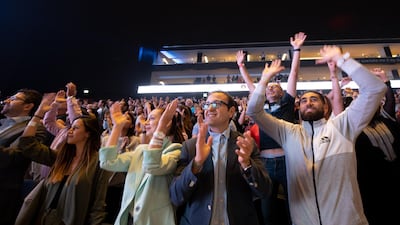 The crowd rose to their feet several times during the non-stop speech.