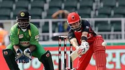 South Australia's Callum Ferguson stretches for a shot against Guyana yesterday.