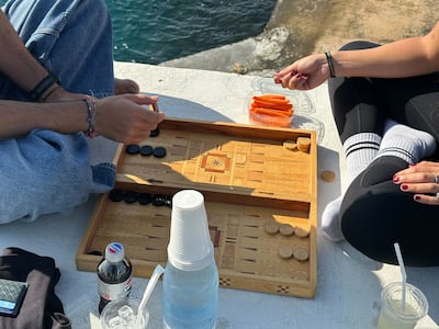 Lebanese enjoy a game of backgammon at the club