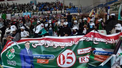 Supporters of the Democratic National Rally attend the campaign rally in Algiers. AFP