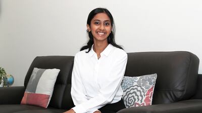 Radha Hari at her home in Dubai. Radha has been awarded a scholarship to study at Huron Western University, which is affiliated to the University of Western Ontario in London, Ontario. All photos: Pawan Singh / The National