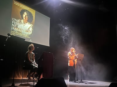 Narges Mohammadi's children said they forgave their mother for her absence, speaking at a launch event for her autobiography. Sunniva Rose / The National
