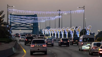 The bridge was decorated with lights to celebrate the UAE turning 50 last year. Victor Besa / The National