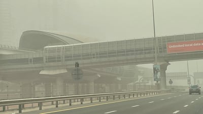 Sandstorm affecting visibility on the Sheikh Zayed Road in Dubai. Ramola Talwar/ The National