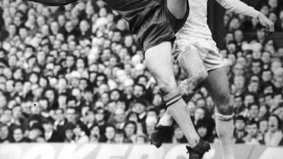 Chelsea full back Eddie McCreadie tussles with Leeds' Alan Clarke during the 1970 FA Cup final replay at Old Trafford. Getty