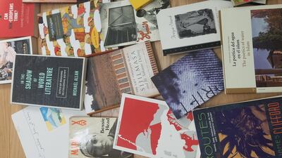 Some of the books selected by Omar Berrada for the Art Jameel project Research Studio: Confluence