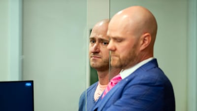 Joseph David Emerson, left, was arraigned on October 24, 2023, in Portalnd, Oregon, for attempting to disable the engines of a plane. AP