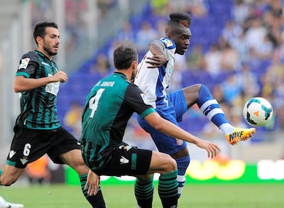 Former Real Betis defender Xavi Torres, left, was last month sentenced to a year in prison for corruption. AFP