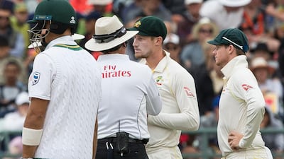 Cameron Bancroft, centre, and Steve Smith, right, are under pressure after admitting to ball-tampering during the third day of the third Test. Halden Krog / AP Photo