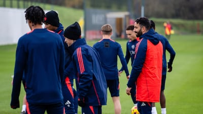 New Manchester United manager Ruben Amorim oversees training at Carrington. Getty Images
