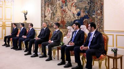 Members of the UAE delegation attend the meeting at Luxembourg Palace. Photo: Presidential Court