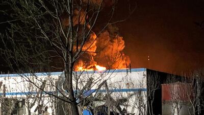 Fire and smoke rise following an explosion at a chemical plant. AFP