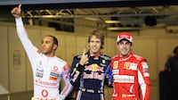 The last time more than two drivers were in F1 title contention heading into the final race weekend was 15 years ago, when Lewis Hamilton, Sebastian Vettel, Fernando Alonso and Mark Webber, not pictured, had hopes of winning the championship in Abu Dhabi, which was the final race of the season then, as it is now. Getty