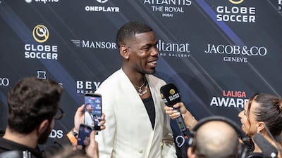 Paul Pogba, who won the comeback award, on the Globe Soccer Awards Red Carpet. Antonie Robertson / The National