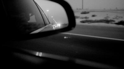 Rearview. As the sun sets and headlights gather in mirrors.