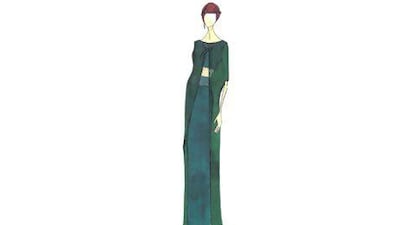 A sketch by the designer Marina Qureshi of the dress that Florence Welch wore at the Florence and the Machine concert at Sandance in Dubai. Courtesy Marina Qureshi
