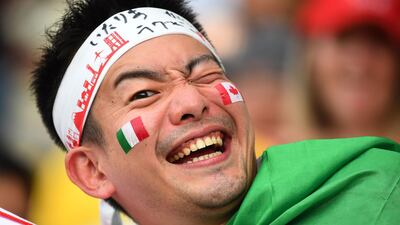 A Canada and Italy supporter at the Fukuoka Hakatanomori Stadium. AFP