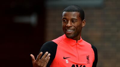 Georginio Wijnaldum of Liverpool during the training session. Getty