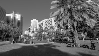 The basketball court is surrounded by fencing, to prevent stray balls disturbing other park visitors.