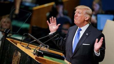US president Donald Trump addresses the 72nd United Nations General Assembly at UN headquarters in New York on September 19, 2017. Eduardo Munoz / Reuters