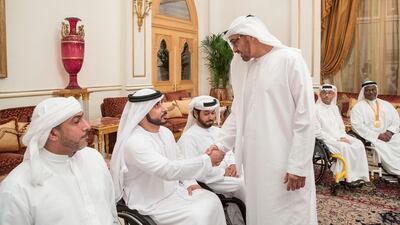 Sheikh Mohammed bin Zayed, Crown Prince of Abu Dhabi and Deputy Supreme Commander of the Armed Forces, on Monday welcomes the UAE’s team to the 2016 Rio Paralympic Games at a Sea Palace reception.