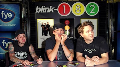 Blink 182 promote their record 'Take Off your Pants and Jacket' in New York City in 2001. James Devaney / WireImage