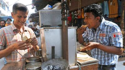 Street food is a big hit among Indian customers and Just Falafel aims to get a share of the market with street-food themed stores. Narinder Nanu / AFP