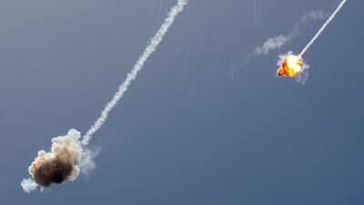 Israel's Iron Dome air defence system intercepts a rocket launched from the Gaza Strip. AFP