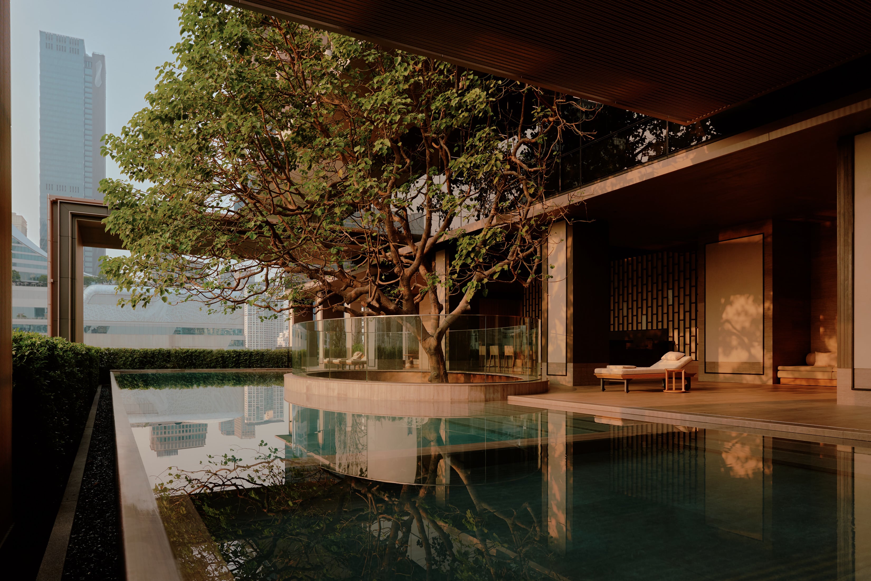 The pool is built around a century-old Sompong tree. Photo: Aman