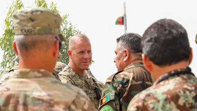 US Army Brig Gen Jeffrey Smiley pictured here in Camp Hero Afghanistan on July 5 2018, was wounded in a Taliban attack in Kandahar on October 18 2018. Army photo by Staff Sgt Neysa Canfiel