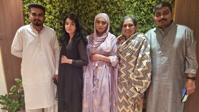 Aaliya Siraj, second right, with her Indian family. Photo: Pasha family