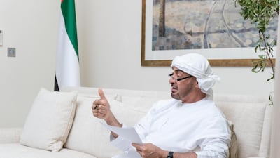 Sheikh Mohamed bin Zayed receives a briefing via video conference on the latest national efforts to combat Covid-19.