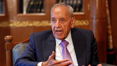 In this Friday, May 11, 2018 photo, Lebanese Parliament Speaker Nabih Berri, speaks during an interview with The Associated Press, in Beirut, Lebanon. AP / Hussein Malla