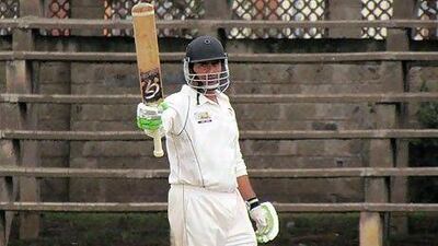 UAE's Saqib Ali acknowledges his teammates after reaching his century against Kenya at Nairobi - Courtesy Mohammed Lokhandwala