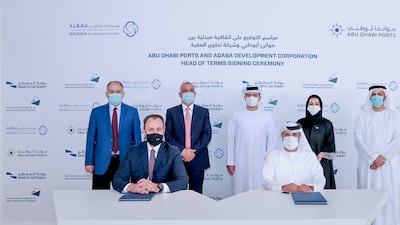 The agreement to establish a port was signed during a visit to Abu Dhabi by a delegation from Jordan. Courtesy Wam