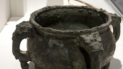 'Chinese Zhou Ritual Vessel', bronze, 1050 - 771 BCE, China. Mona Al-Marzooqi / The National