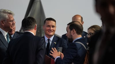 Wes Streeting, Britain's new Defence Secretary, arrives at the BAE Systems stand. Getty Images