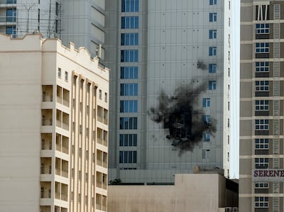 Damage by an Iranian drone attack in Manama, the capital of Bahrain. Reuters