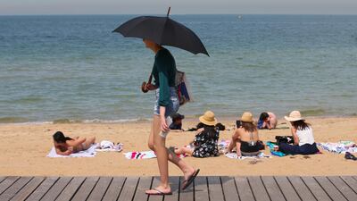 People flock to St Kilda beach, south of Melbourne, as a heatwave sweeps across the state of Victoria, Australia. EPA